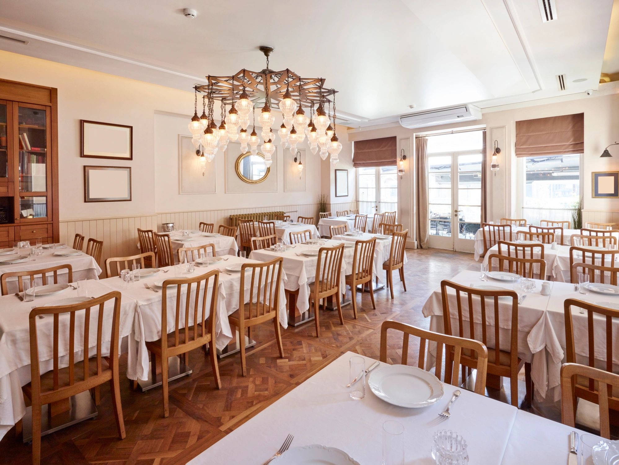 Upscale dining room with modern, intimate atmosphere